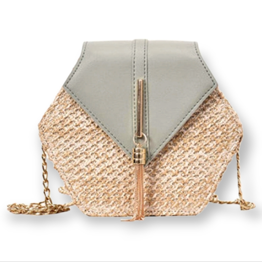 Straw+leather Handbag